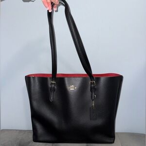 Coach Black Tote with Red Lining